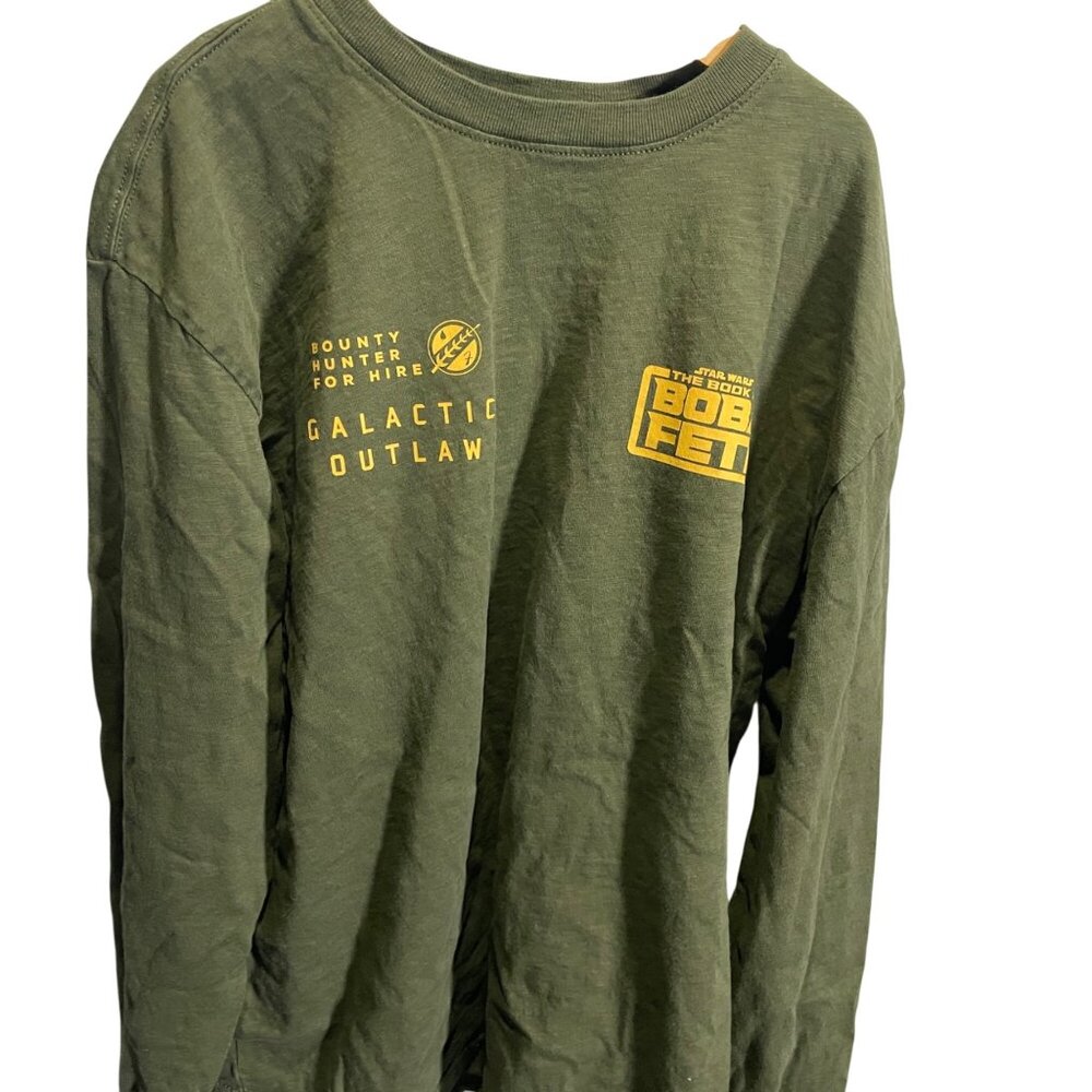 Gap Star Wars Boba Fett Galactic Outlaw Olive Long-Sleeve Boys Large Graphic Tee